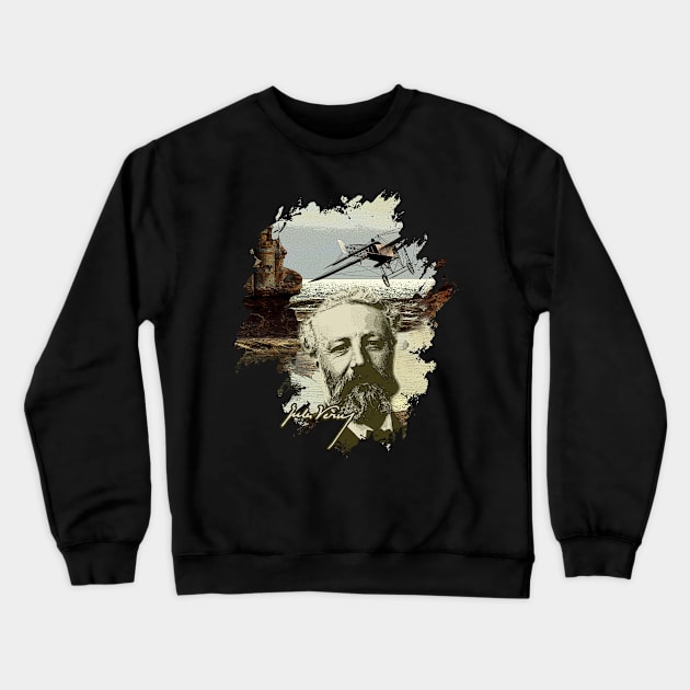 Sci-Fi Visionary - Jules Verne Aeronautical Vehicle 2 Crewneck Sweatshirt by EDDArt